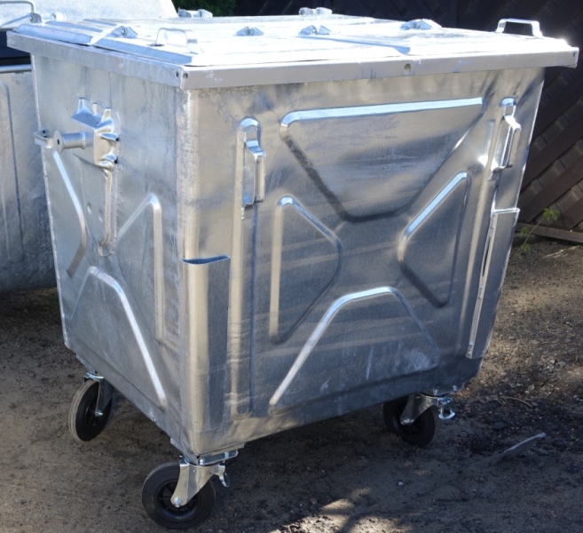 Pojemnik 1100L metalowy z klapą półokrągłą